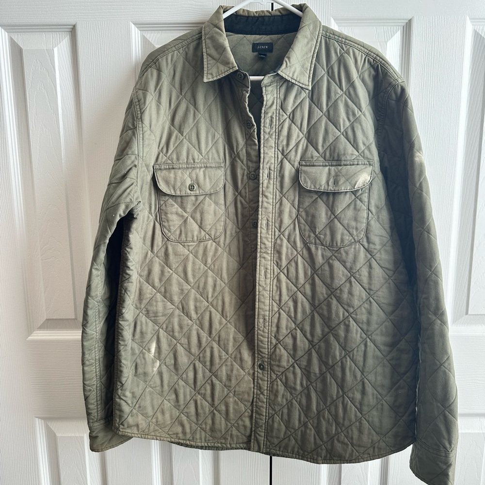 J. Crew Green Lightweight Quilted Shirt Jacket
